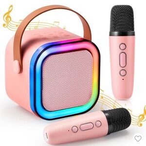 Mini Karaoke Machine with 2 Wireless Microphones NEW & never opened